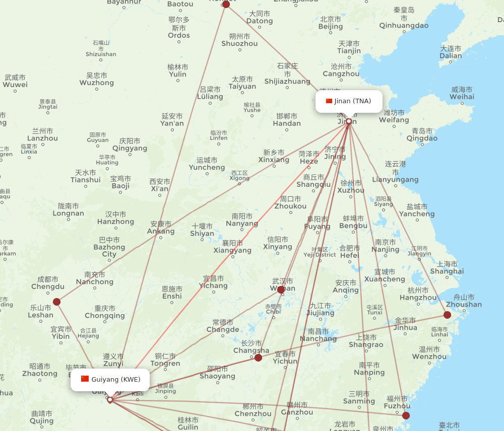 TNA-KWE flight routes