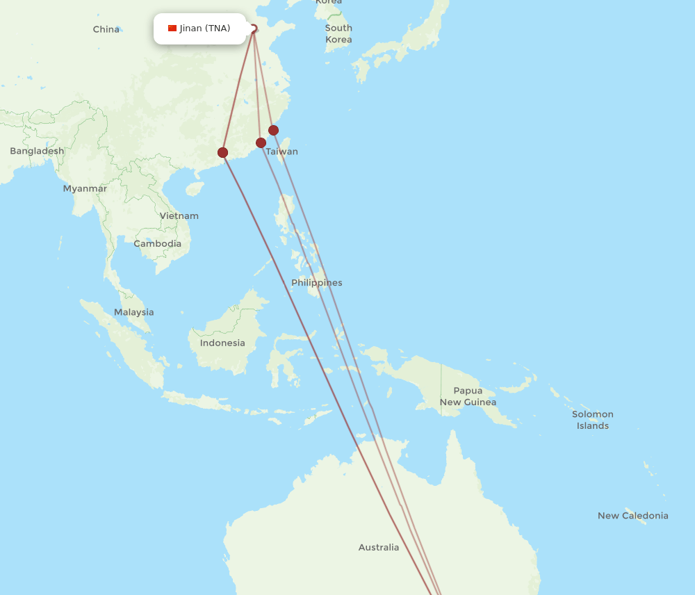 TNA-MEL flight routes