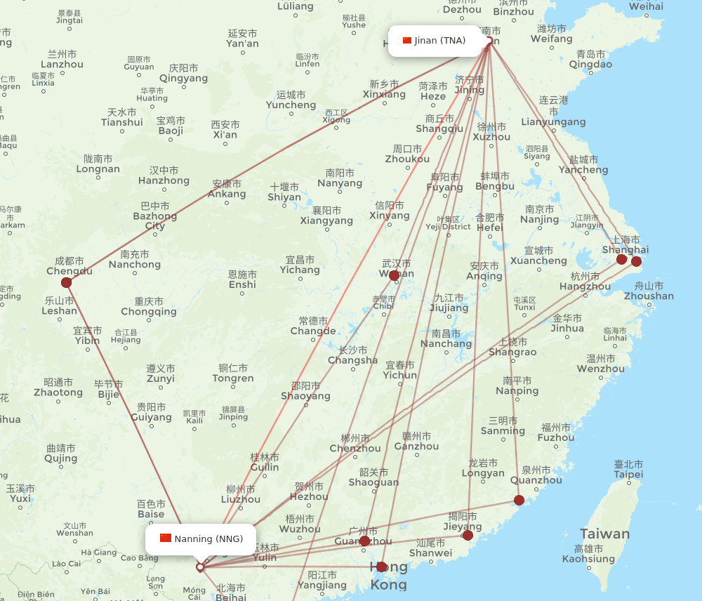 TNA-NNG flight routes