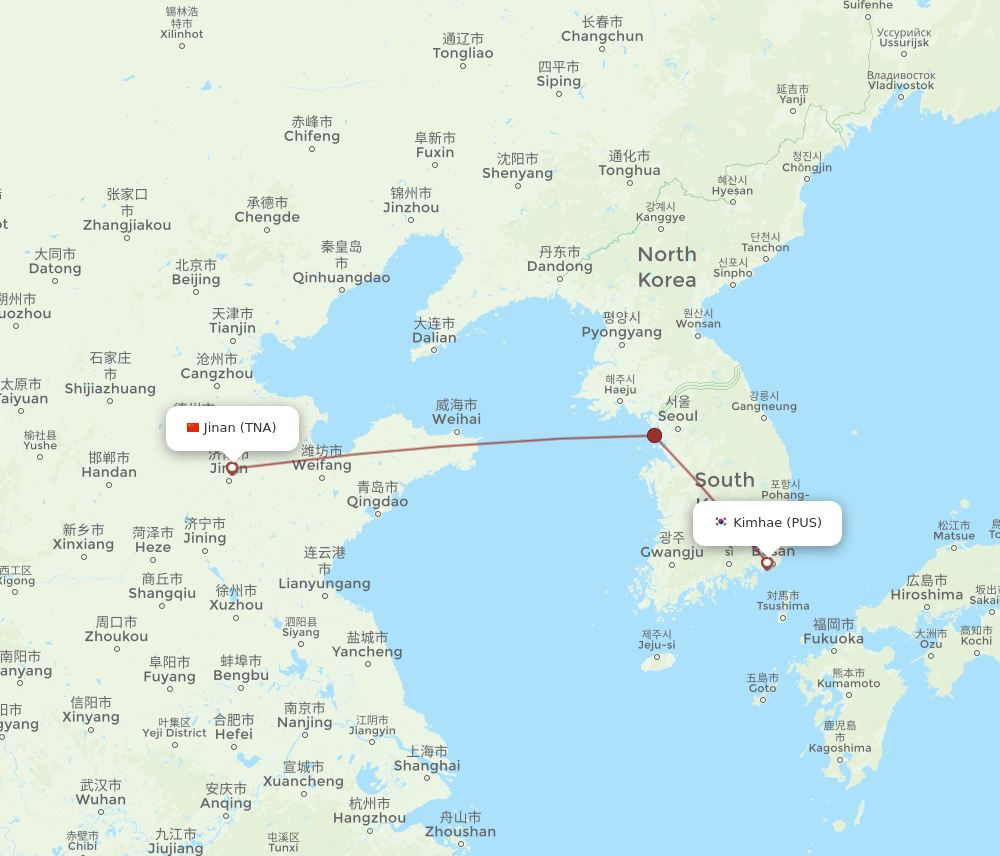 TNA-PUS flight routes