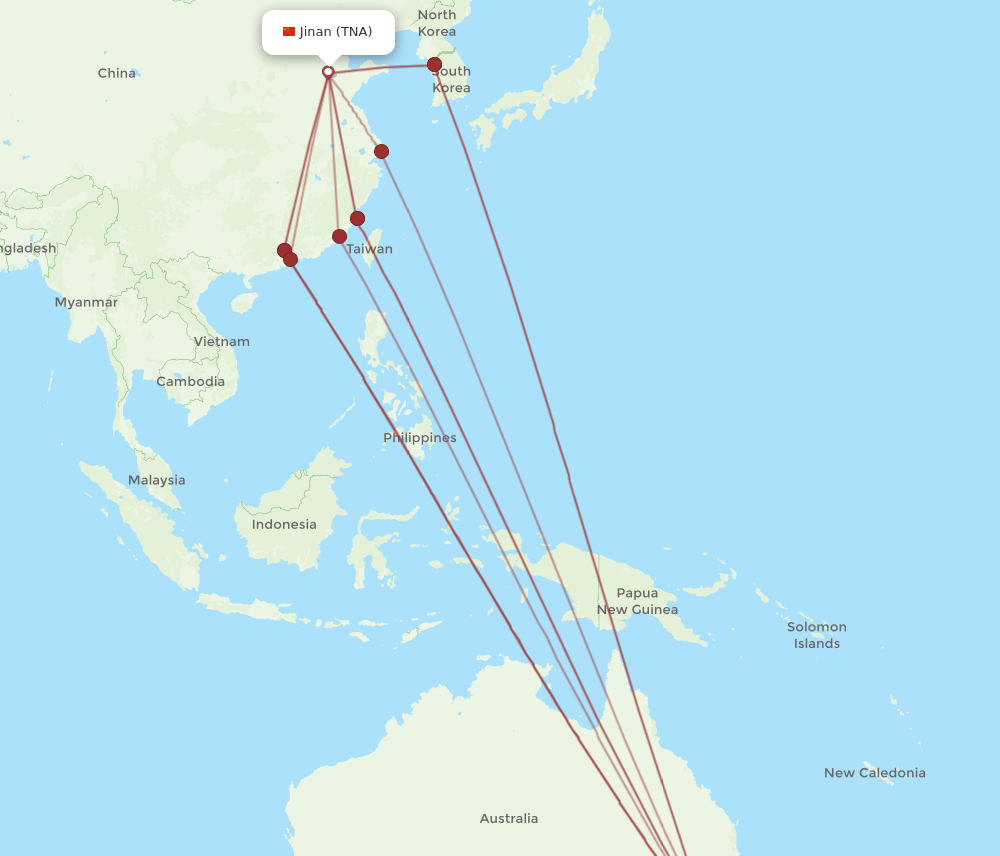 TNA-SYD flight routes