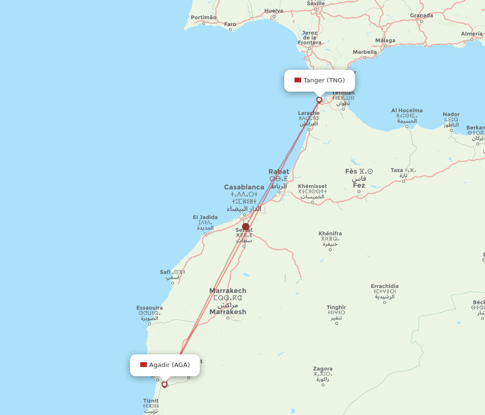 TNG-AGA flight routes