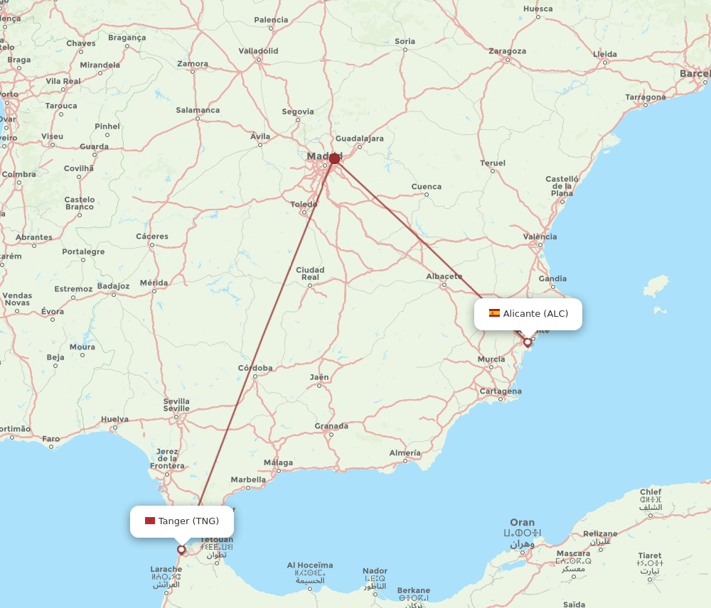 TNG-ALC flight routes