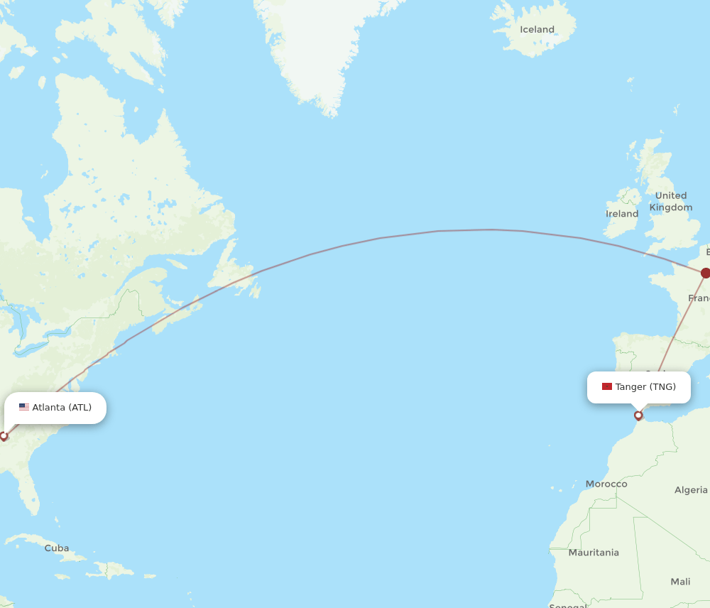 TNG-ATL flight routes