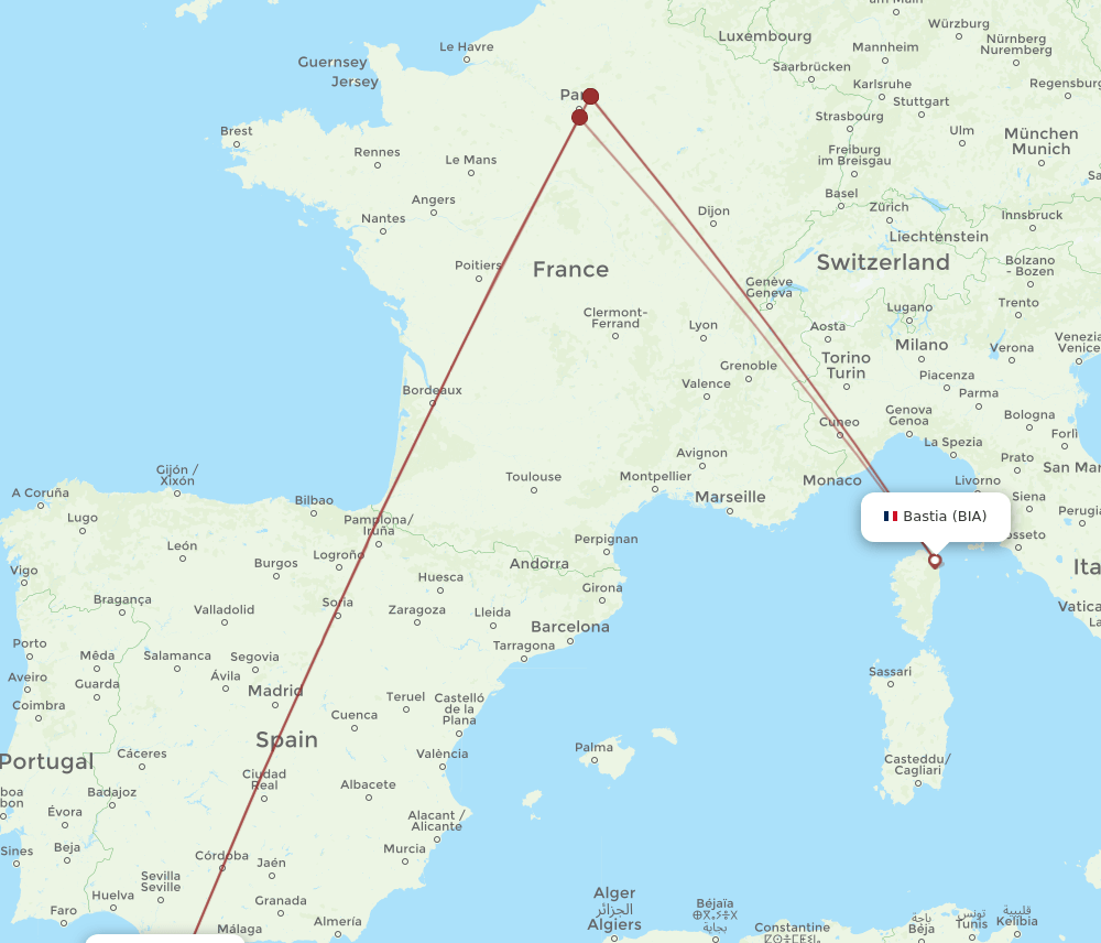 TNG-BIA flight routes