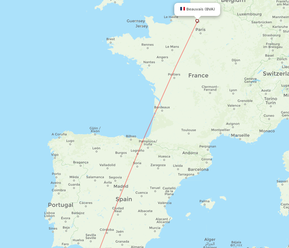TNG to BVA flights and routes map