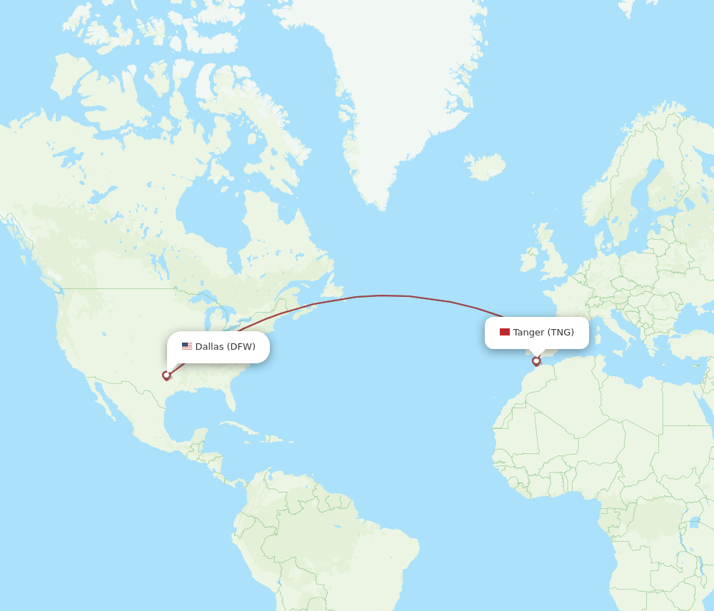 TNG-DFW flight routes