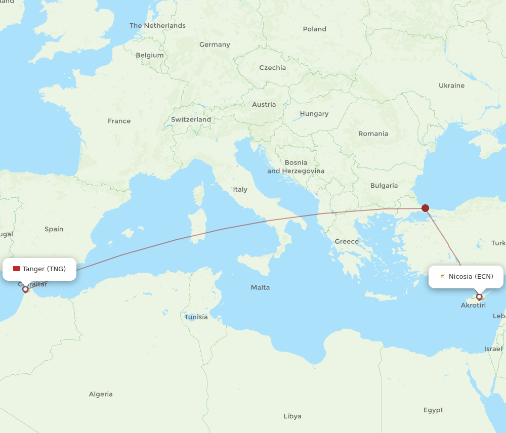 TNG to ECN flights and routes map