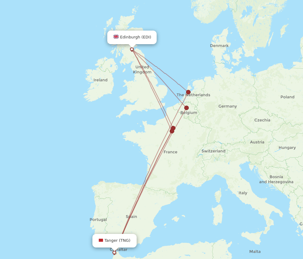 TNG to EDI flights and routes map
