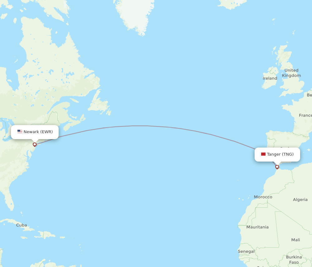TNG-EWR flight routes