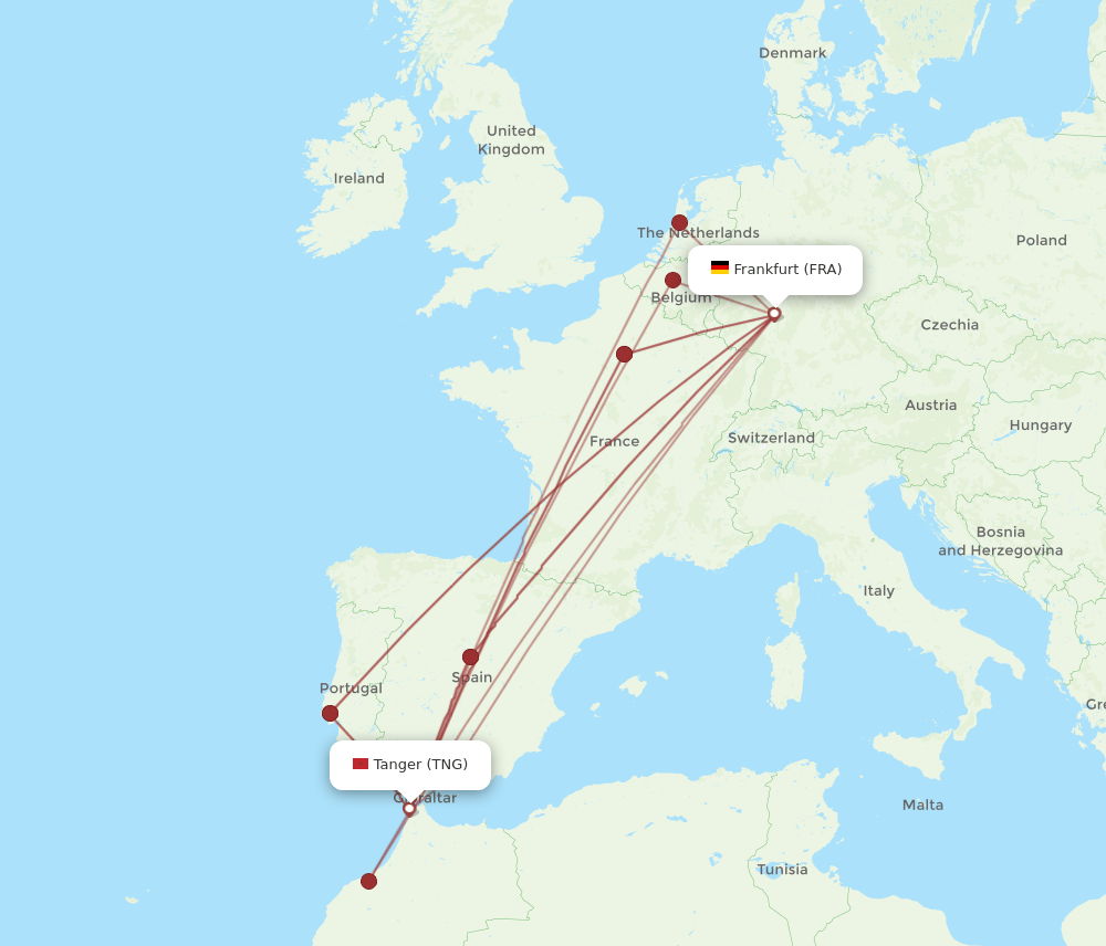 TNG-FRA flight routes