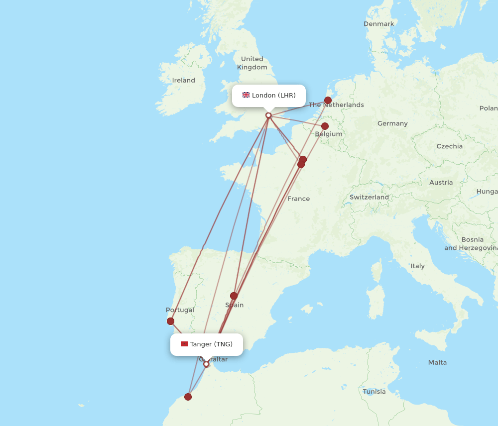 TNG-LHR flight routes