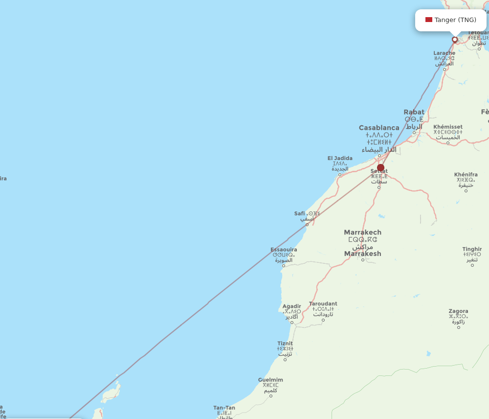 TNG to LPA flights and routes map
