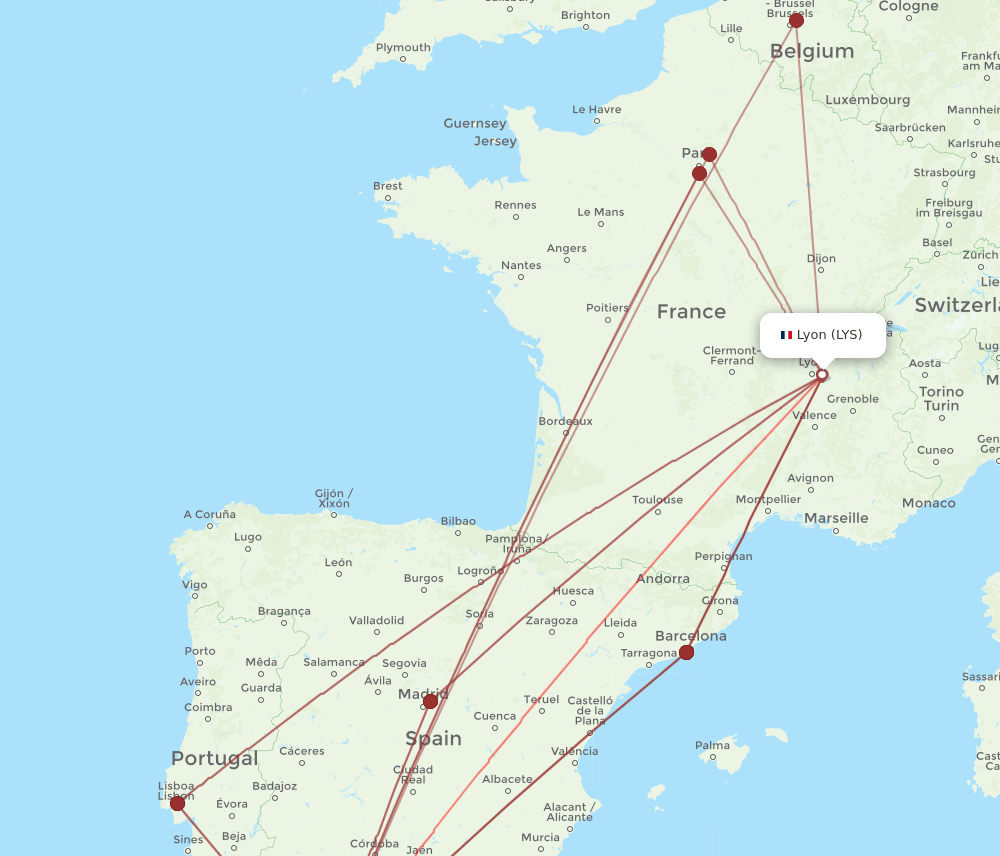 TNG-LYS flight routes