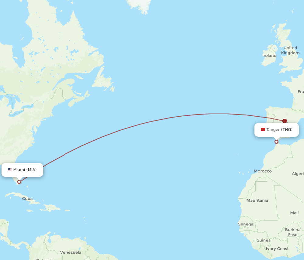 TNG-MIA flight routes