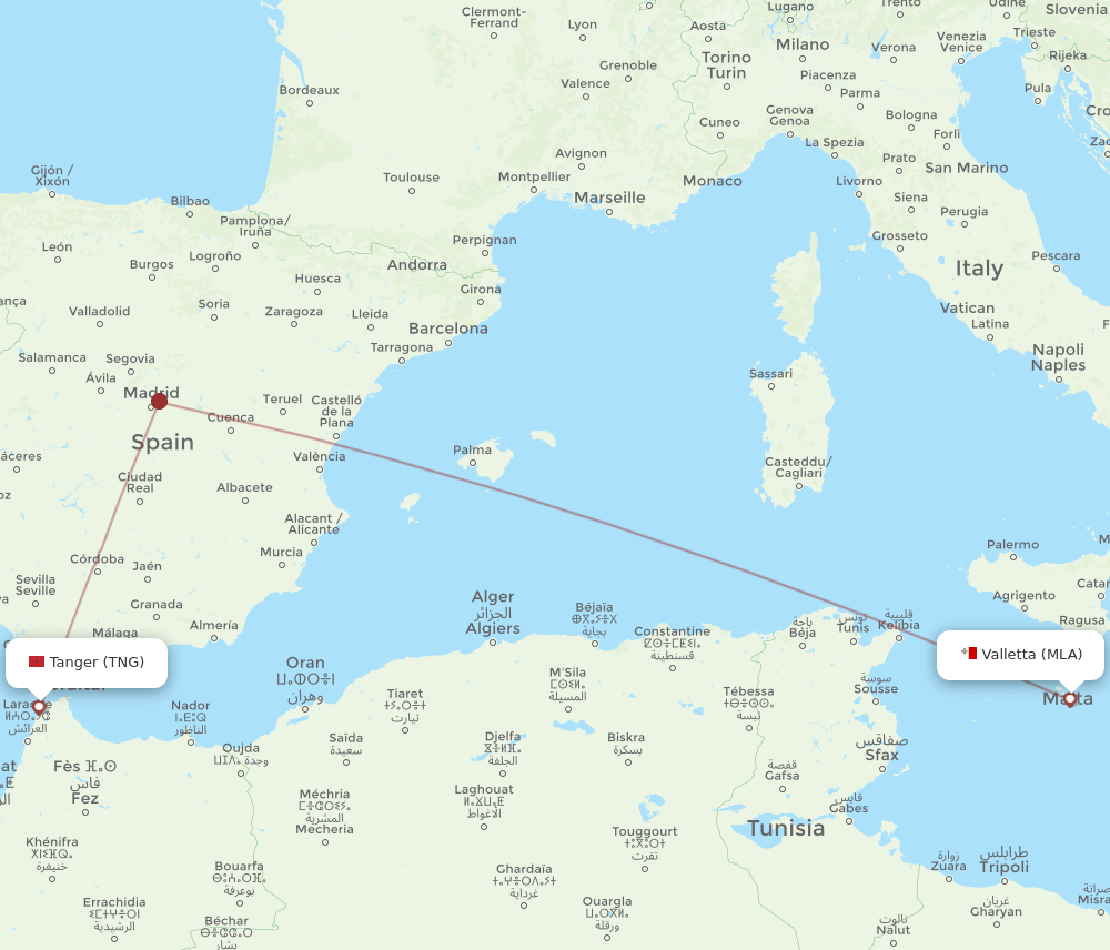 TNG-MLA flight routes