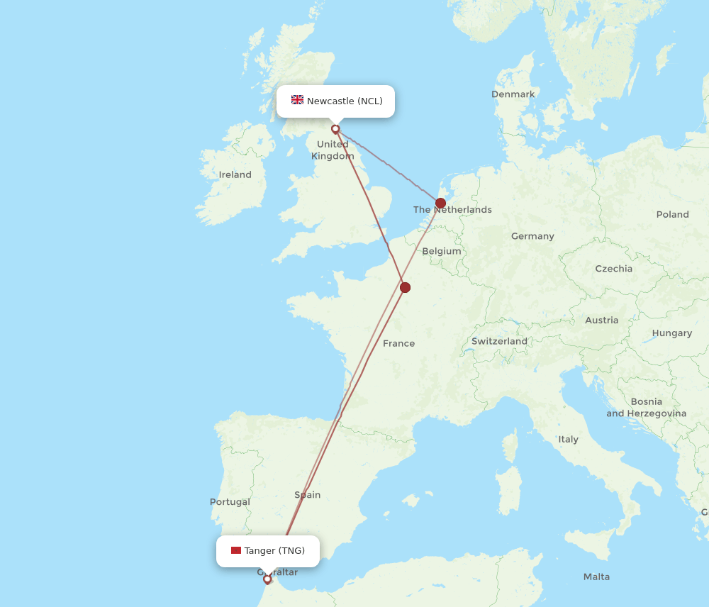 TNG-NCL flight routes