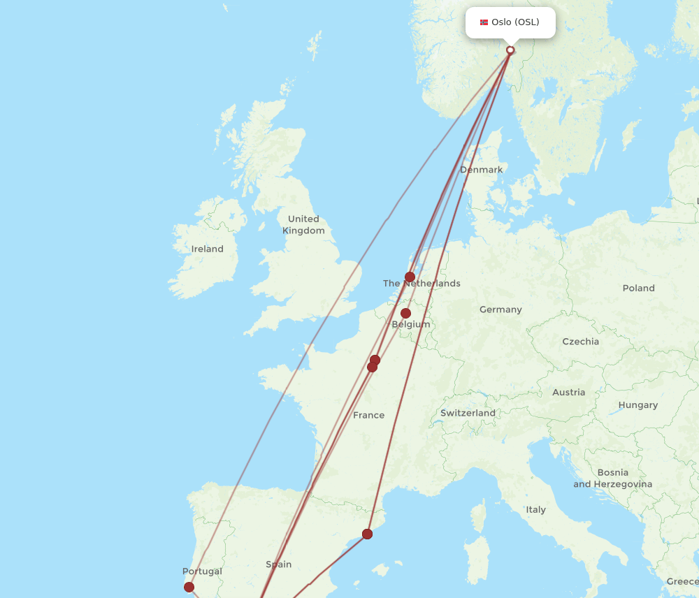TNG-OSL flight routes