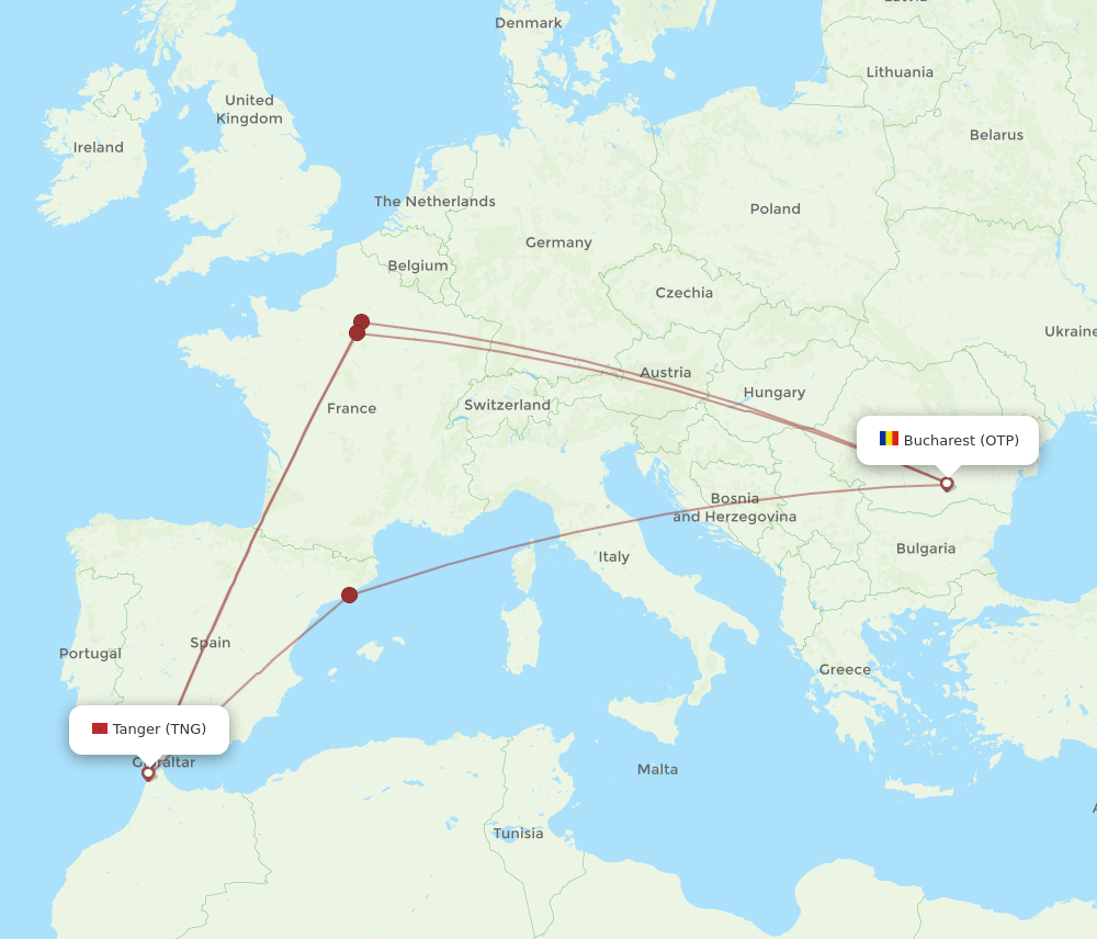 TNG-OTP flight routes