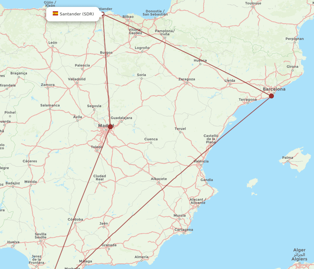 TNG to SDR flights and routes map
