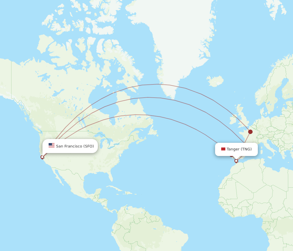 TNG-SFO flight routes