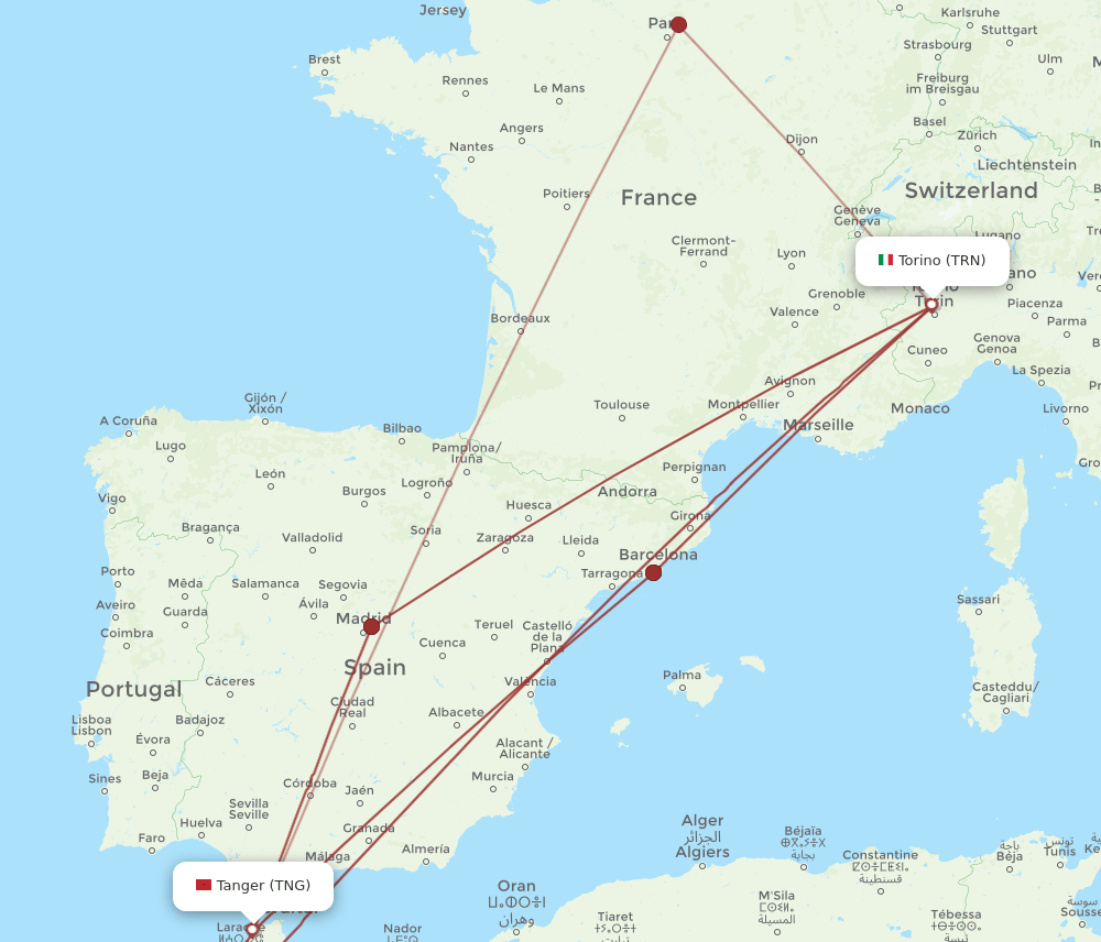 TNG-TRN flight routes