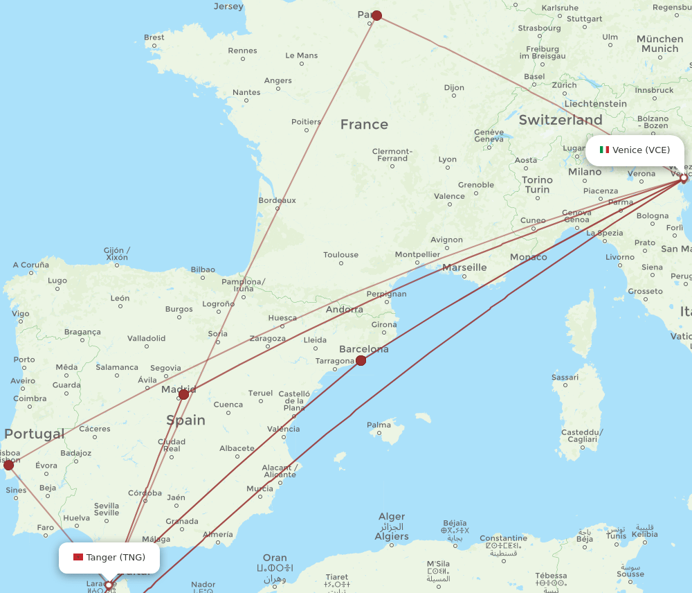 TNG-VCE flight routes