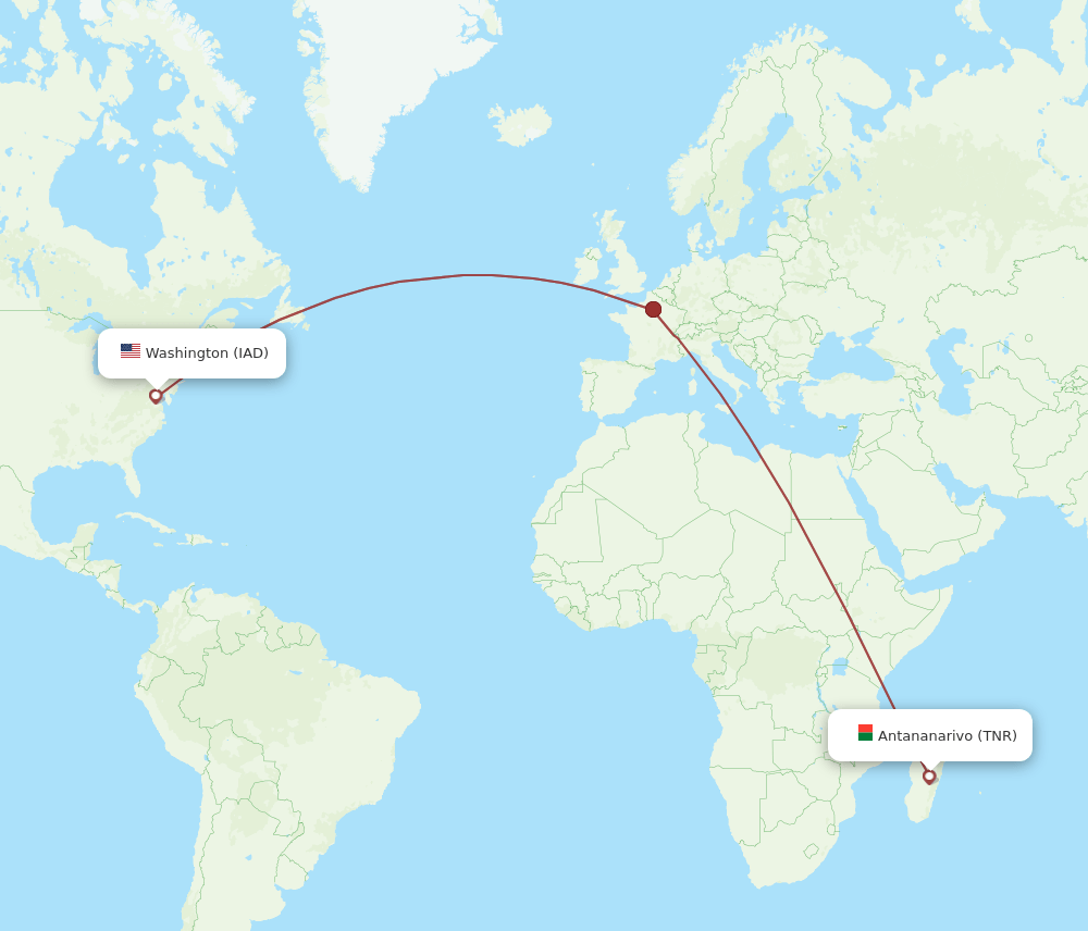 TNR-IAD flight routes