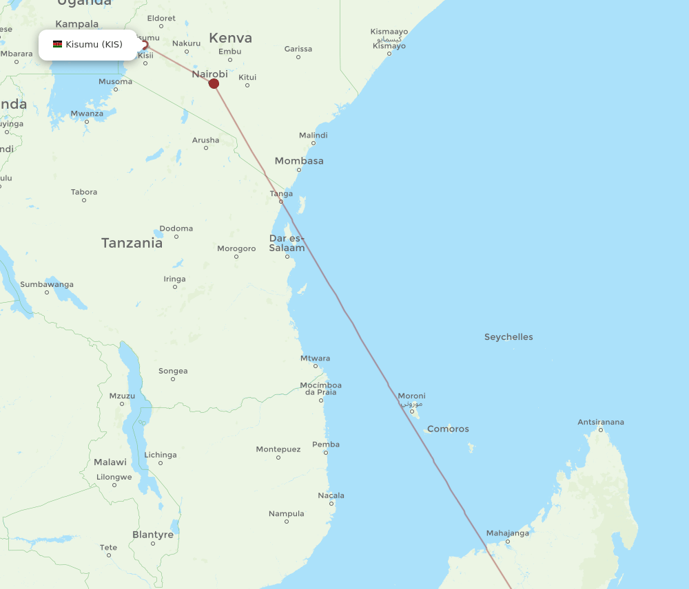 TNR-KIS flight routes