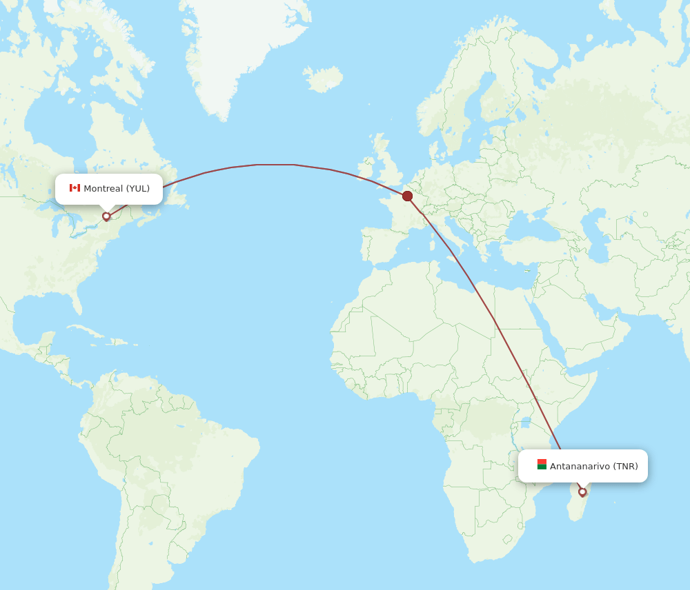 TNR-YUL flight routes