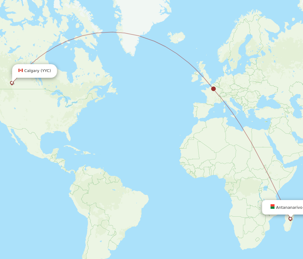 TNR-YYC flight routes