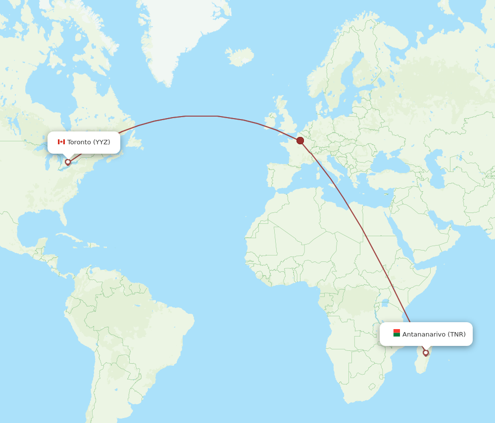 TNR-YYZ flight routes