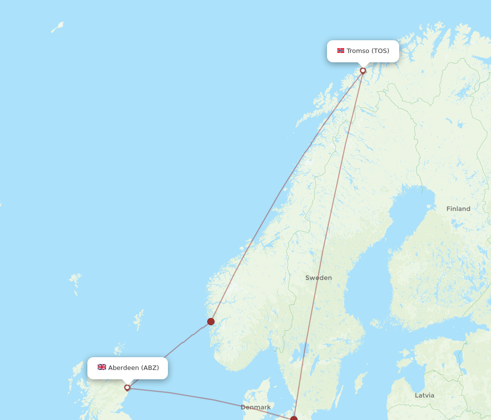 TOS to ABZ flights and routes map