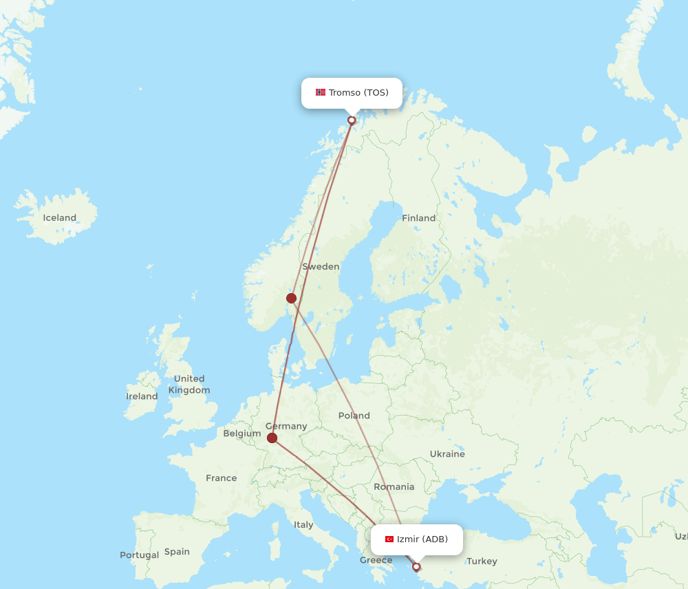 TOS to ADB flights and routes map