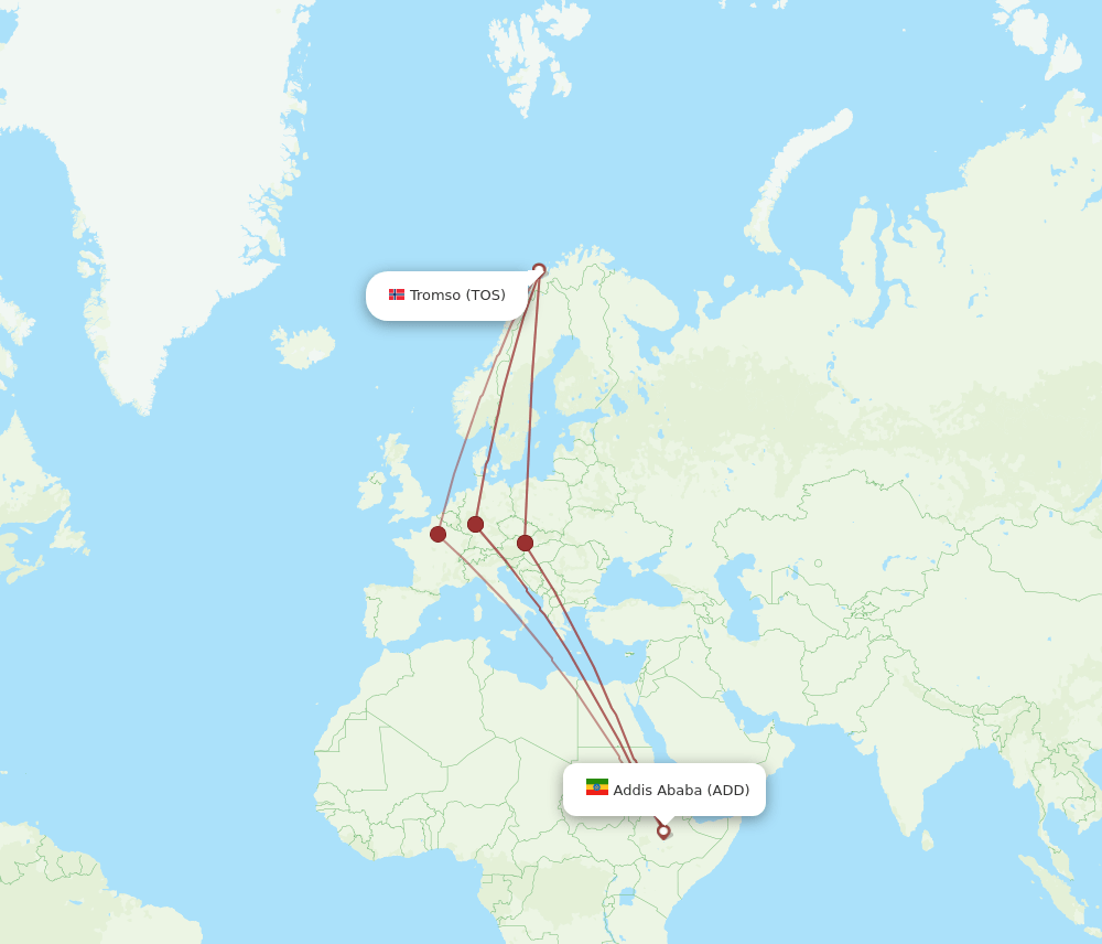 TOS to ADD flights and routes map