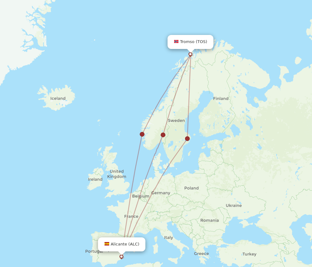 TOS-ALC flight routes