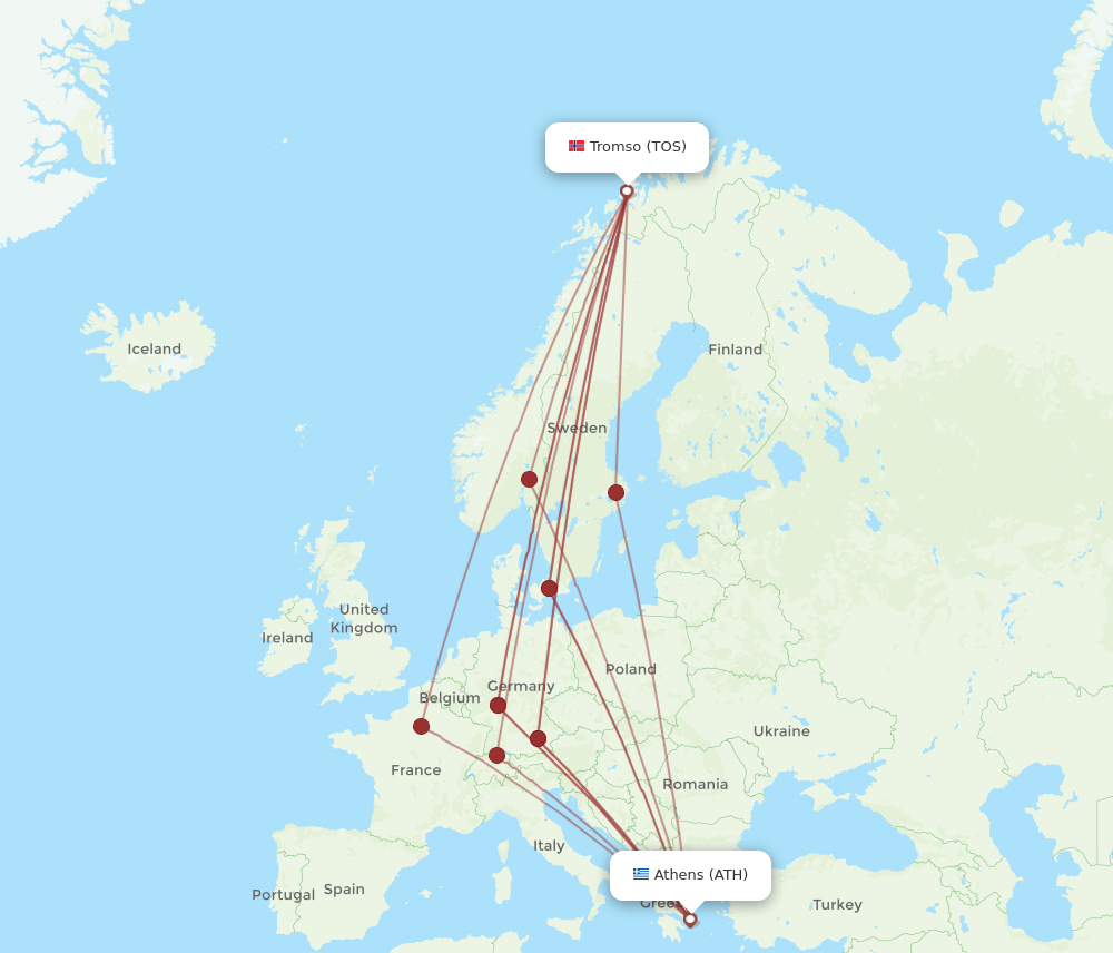 TOS-ATH flight routes
