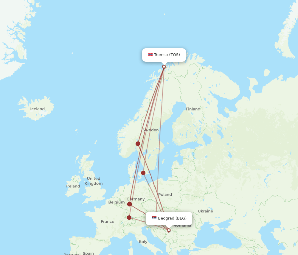 TOS-BEG flight routes