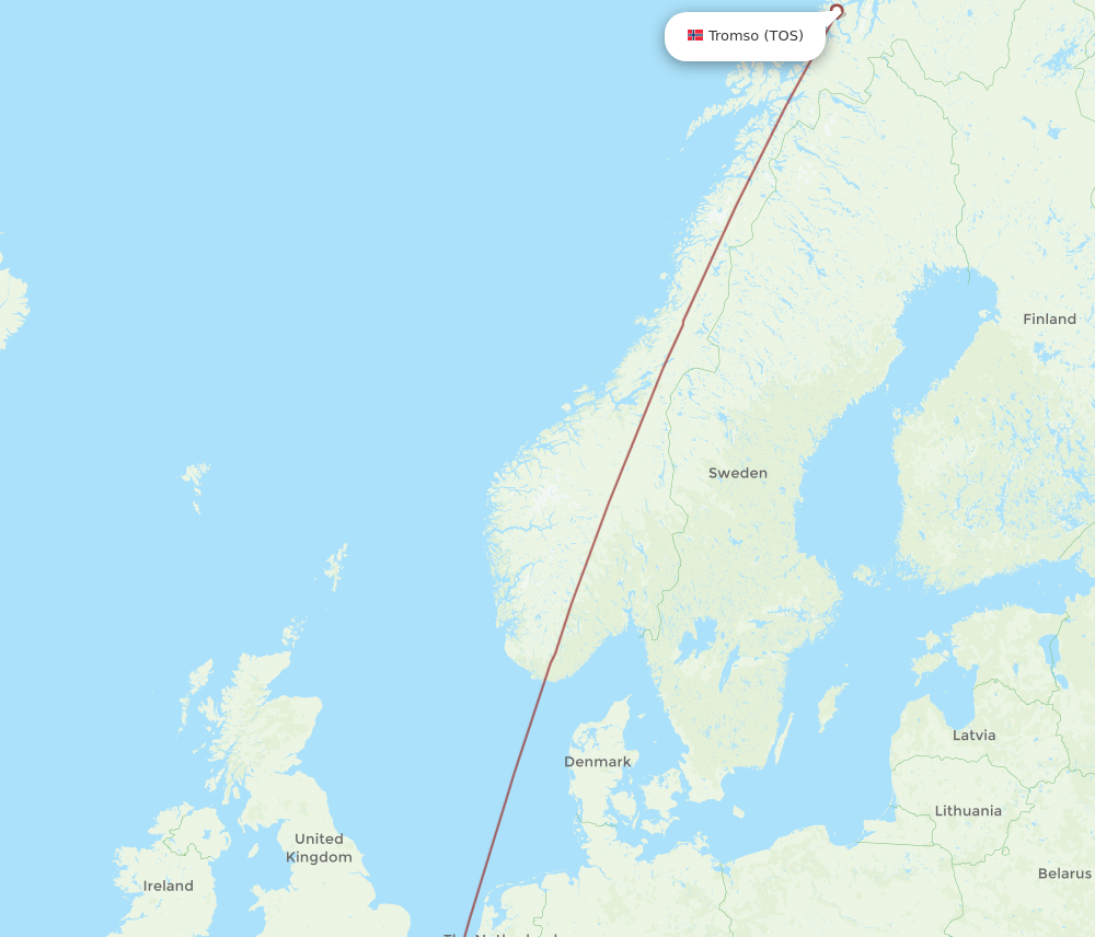 BES to TOS flights and routes map