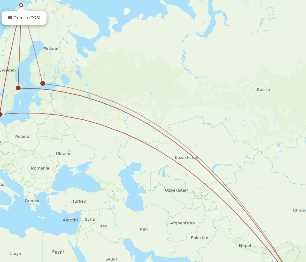 TOS-BKK flight routes