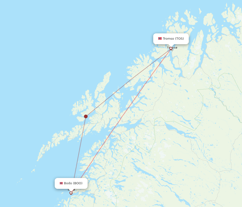 TOS to BOO flights and routes map