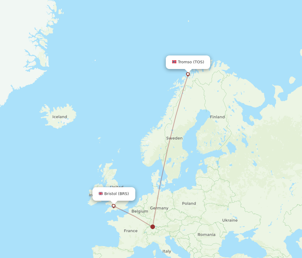 BRS to TOS flights and routes map