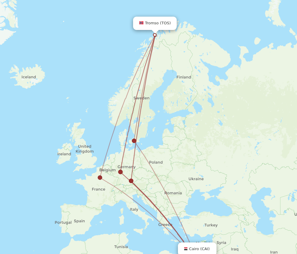 TOS to CAI flights and routes map