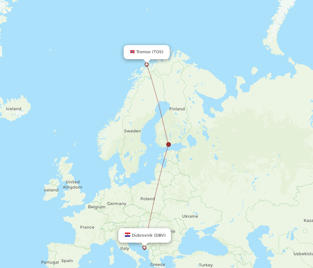 TOS-DBV flight routes