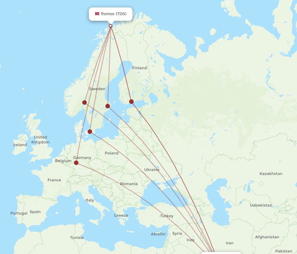 TOS-DOH flight routes