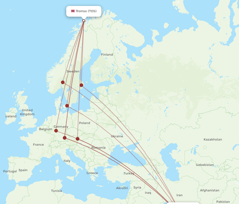 TOS-DXB flight routes