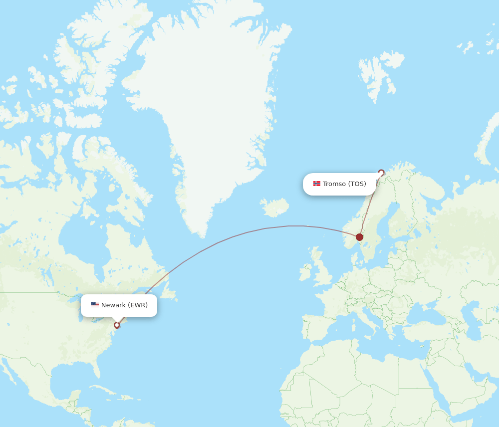 TOS-EWR flight routes