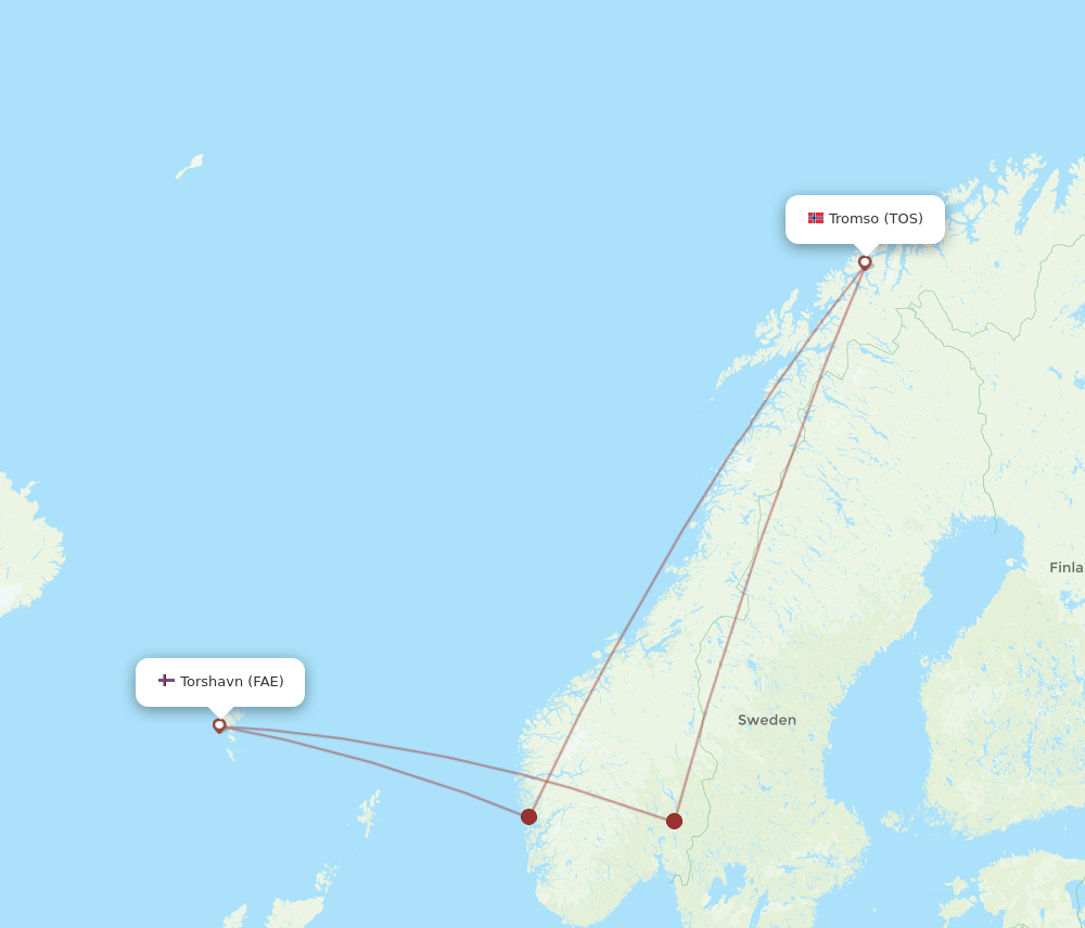 TOS-FAE flight routes