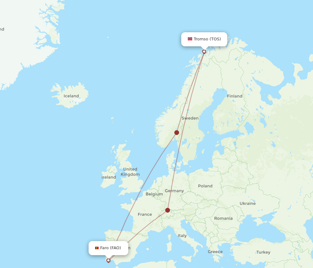 TOS-FAO flight routes