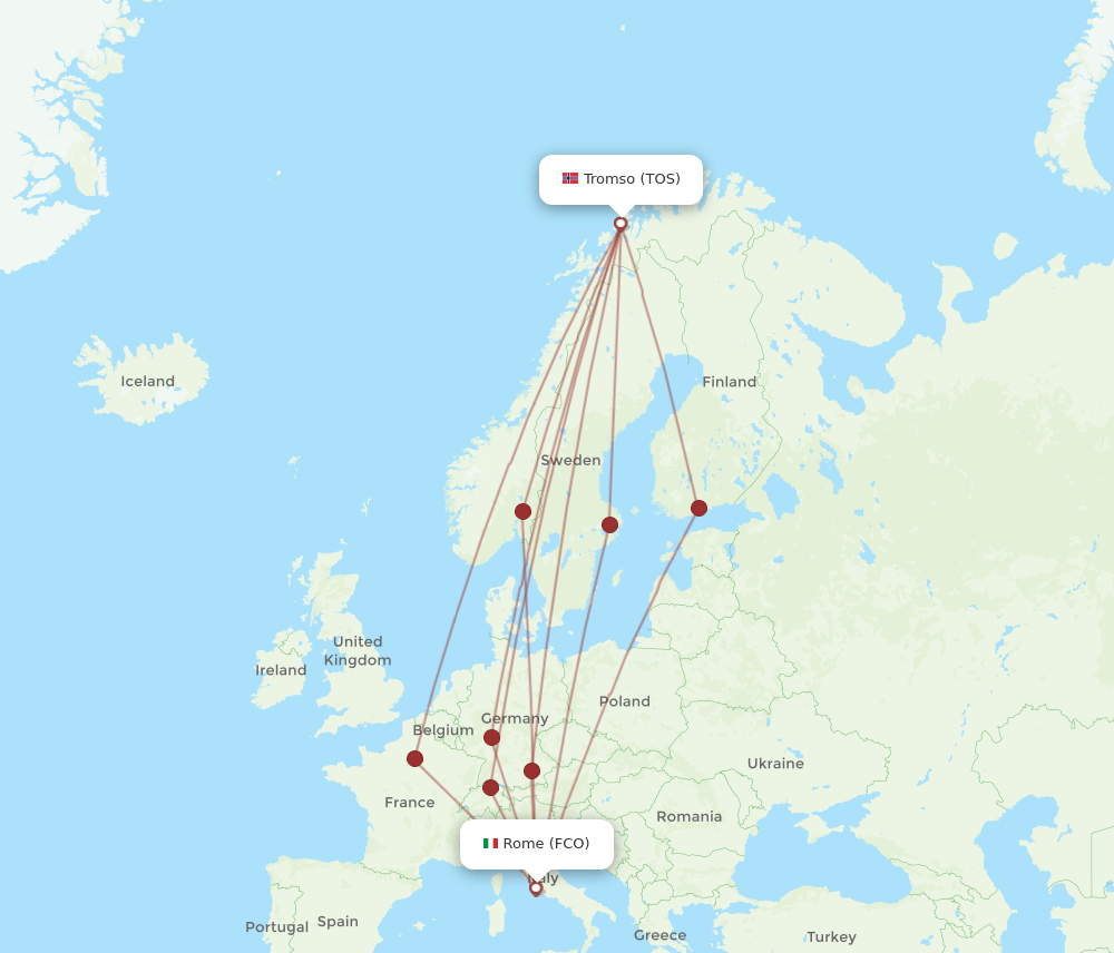 TOS-FCO flight routes